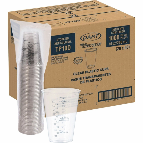 Solo 10 oz Graduated Medical Cups - Clear PET - 50/Bag - 20/Carton