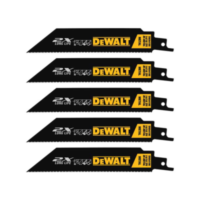DEWALT 6‑in 2X Premium Metal Cutting Reciprocating Saw Blades, 14/18 TPI, 5‑Pack