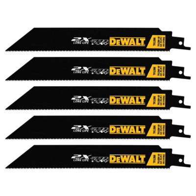 DEWALT 8‑in 2X Premium Metal Cutting Reciprocating Saw Blades, 14/18 TPI, 5‑Pack