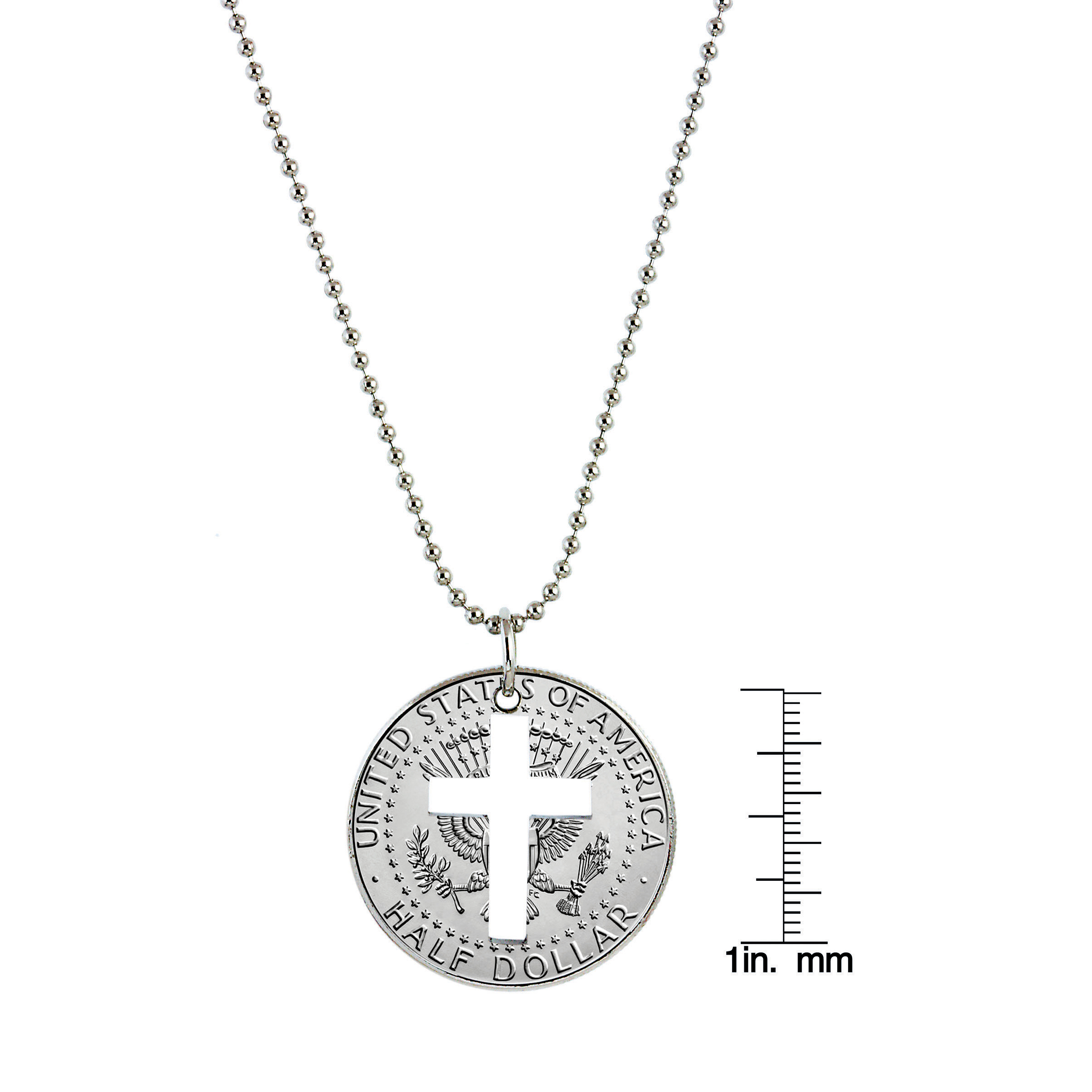 Made In USA | JFK Presidential Seal Cut Out Cross Half Dollar Coin