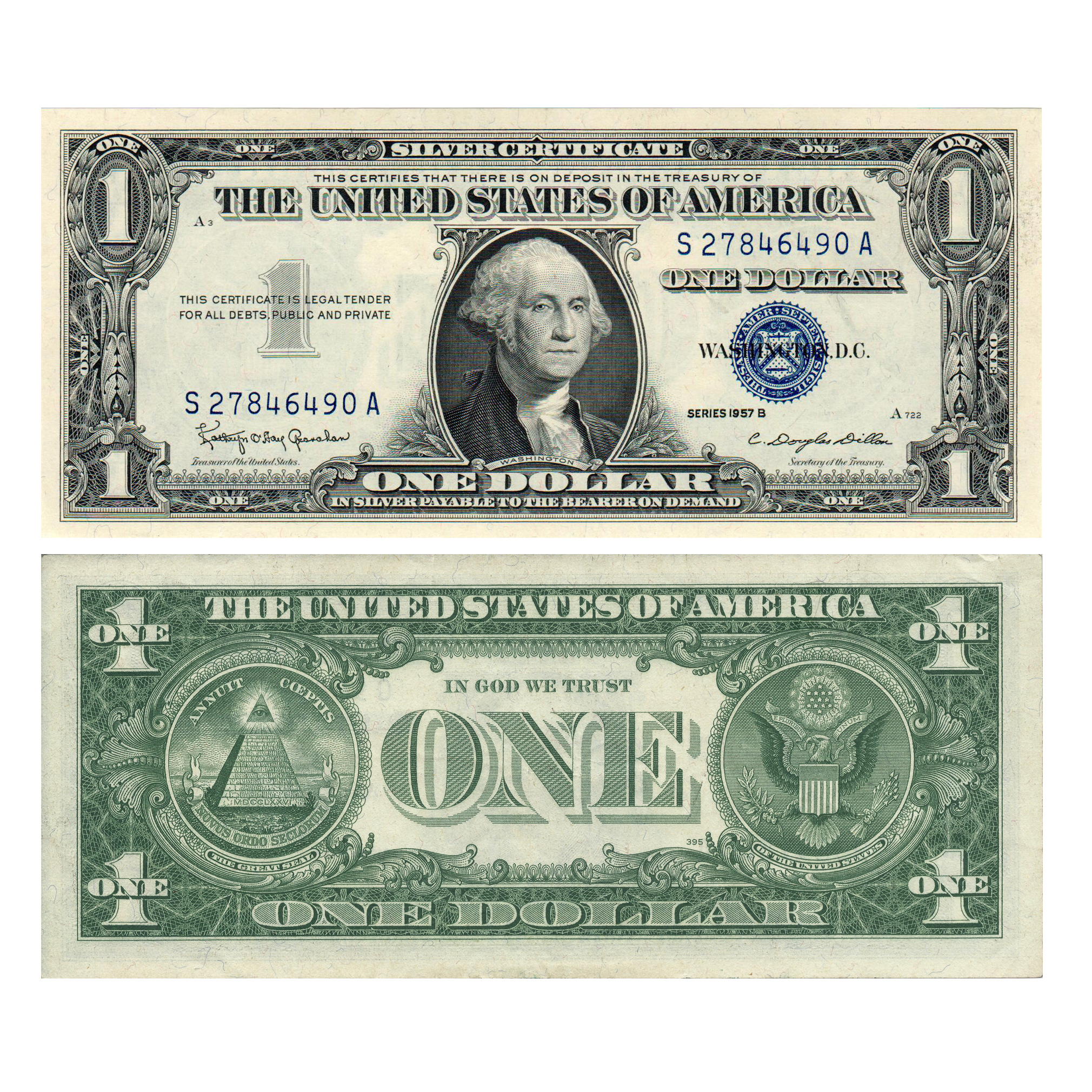 Made In USA | Scarce Currency - 1957 $1 Silver Certificate and $2