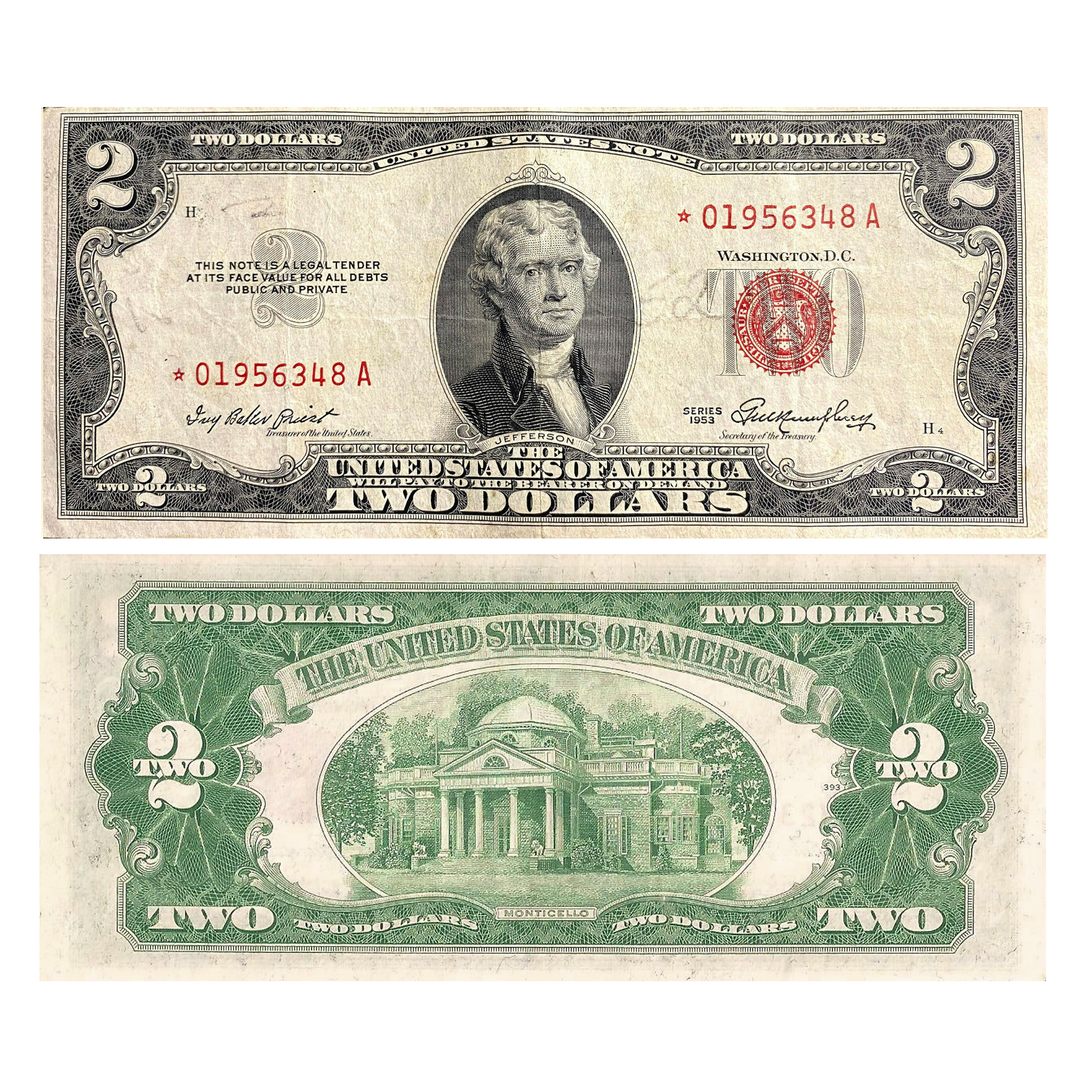 Made In USA | Scarce Currency - 1957 $1 Silver Certificate and $2