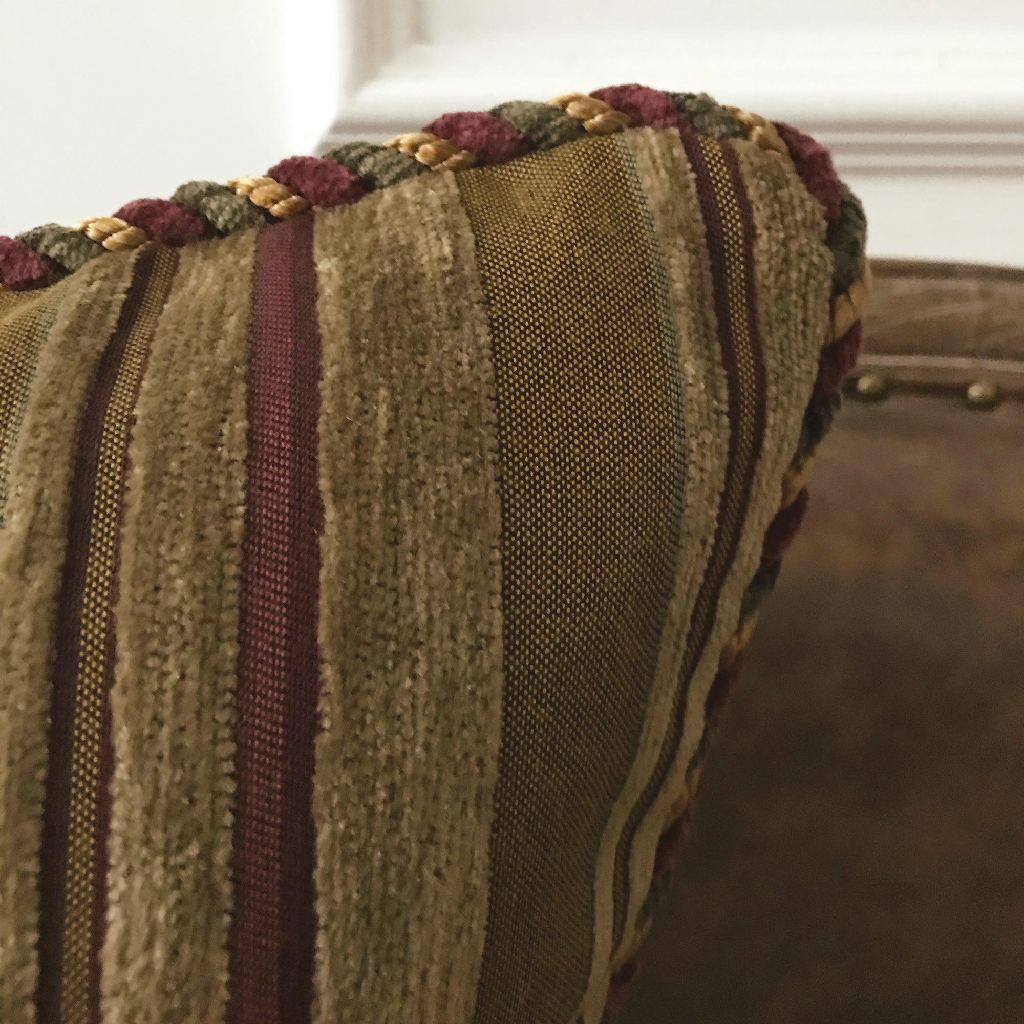 Custom Chenille Striped Cushion Cover – Gold Brown Damask Design, Any Size Available 1 thumbnail image