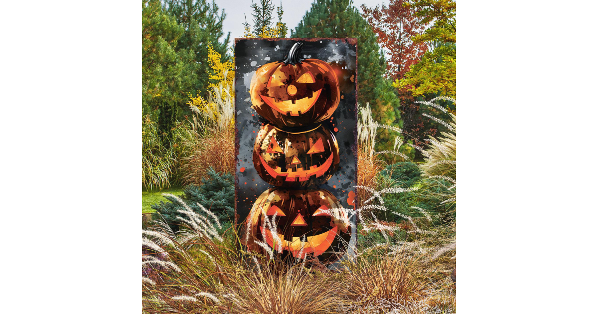 Made In USA | 30-inch Halloween Jack O_ Lantern Garden Stake | Wooden ...