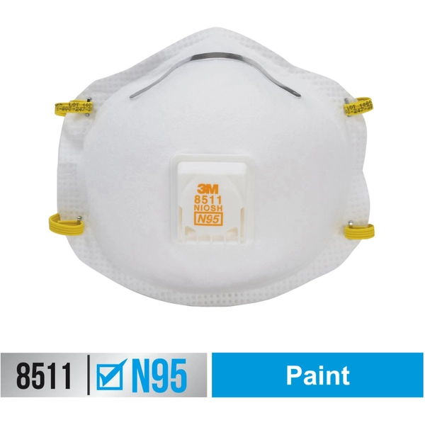 3M N95 Respirator - Exhalation Valve, Adjustable Nose Clip - 10/Box