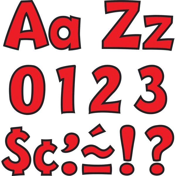 Trend 4" Ready Letter Combo Pack - 83 Lowercase, 59 Capital, 36 Punctuation, 18 Spanish Accents - Red - 216/Pack