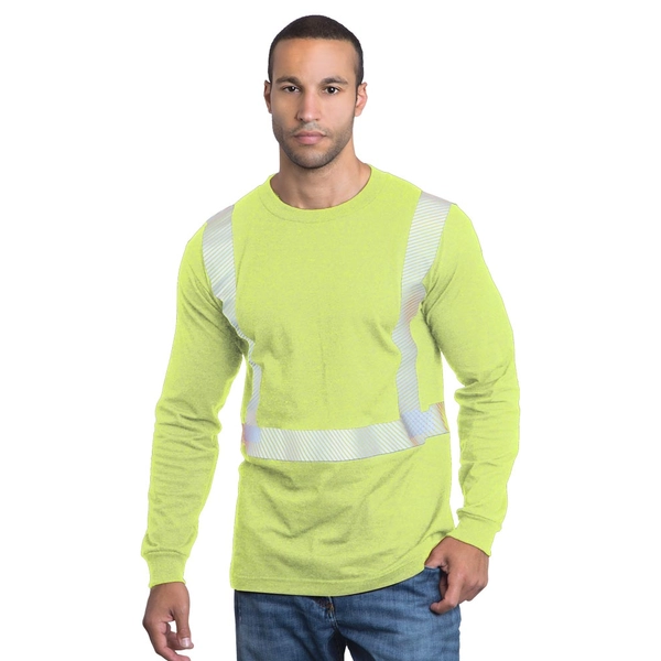 BAYSIDE 3706 HI-VIS 50/50 LONG SLEEVE CREW SEGMENTED STRIPING