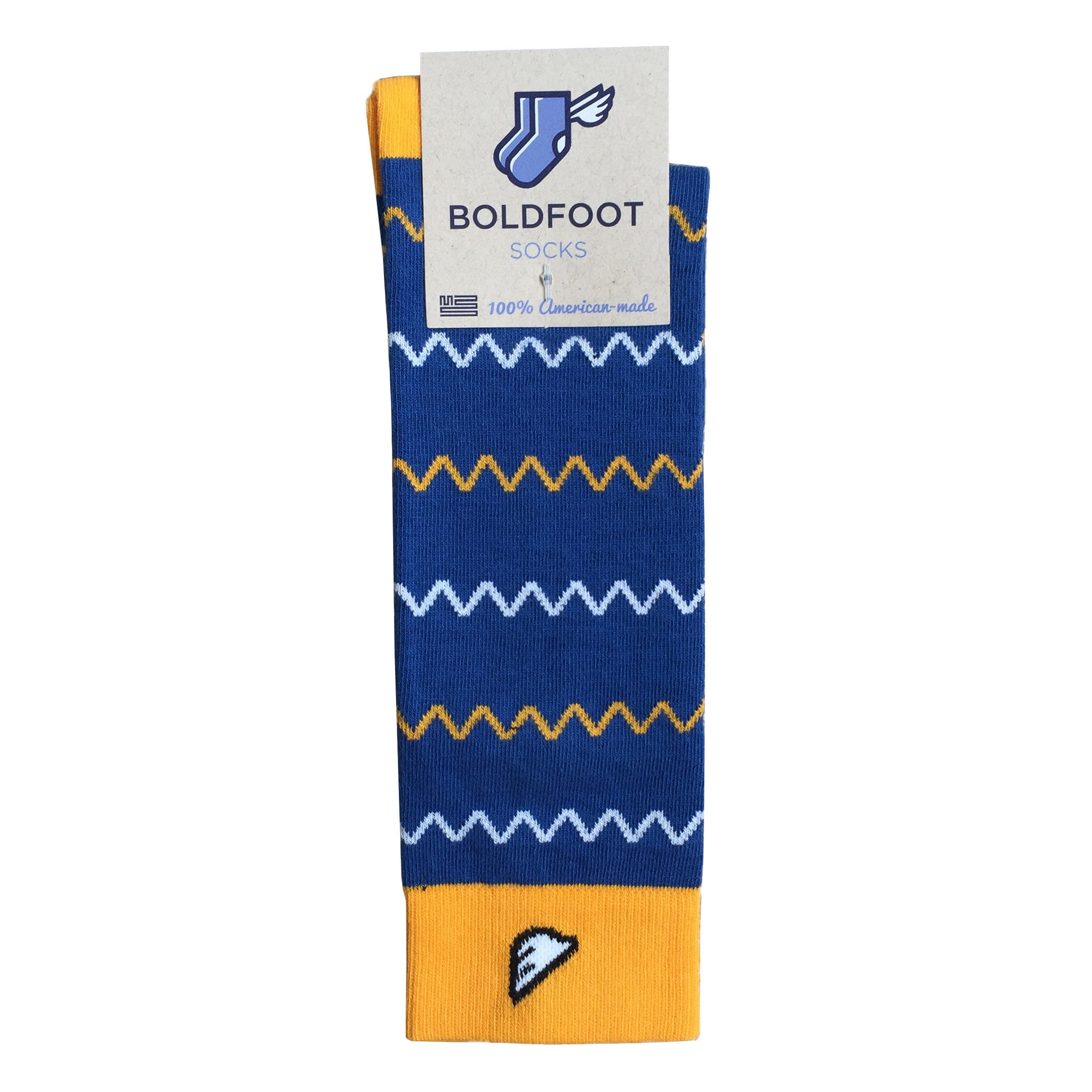 Made In USA | Charlie - Royal Blue & Gold. American Made Dress / Casual  Chevron Socks