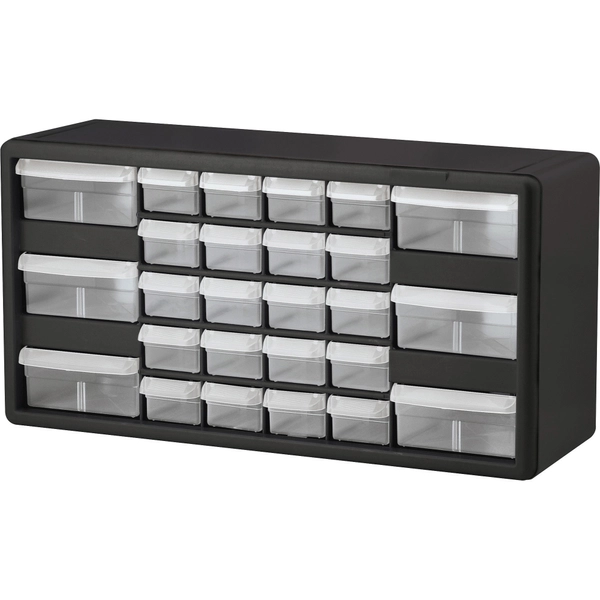Akro-Mils 26-Drawer Stackable Cabinet - 10.34"H x 20"W x 6.37"D - Black - 1 Each
