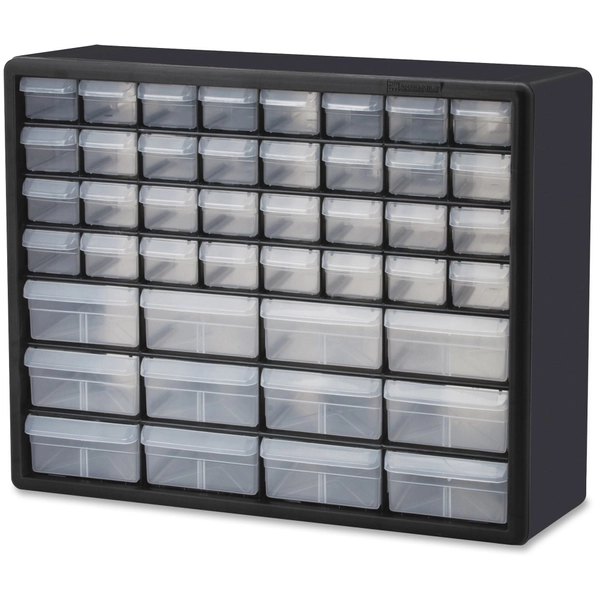 Akro-Mils 44-Drawer Stackable Storage Cabinet - 15.8" H x 6.4" D x 20" L - Black - 1 Each