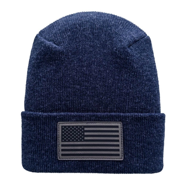 American Flag Beanie - H-Stitch Circular Knit Cuffed Beanie - Patented Design and Made in USA