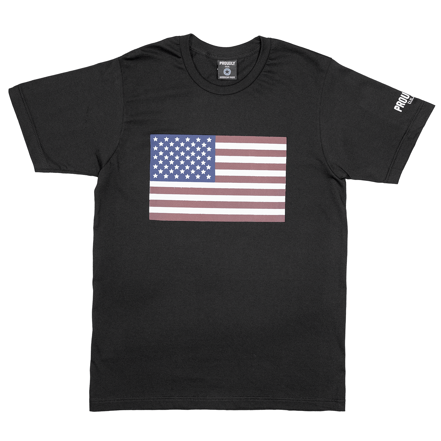 Made In the USA American Flag Men's Cotton TShirt (Black)