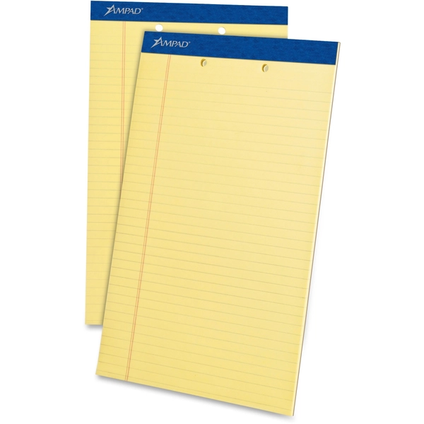 Ampad Legal Writing Pad - 50 Sheets - 8.5" x 14" - 0.34" Ruled - Canary Yellow