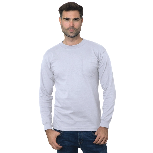 BAYSIDE 3055 UNISEX UNION MADE LONG SLEEVE POCKET CREW