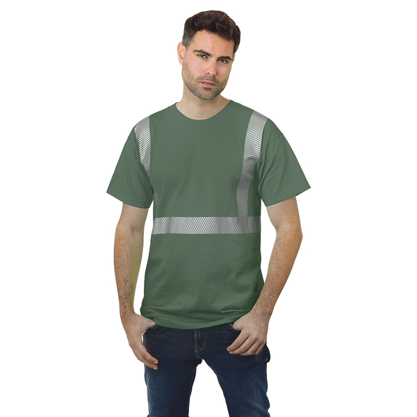 BAYSIDE 3700 HI-VIS 100% COTTON CREW SEGMENTED STRIPING