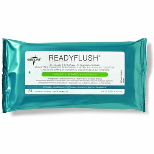 Medline ReadyFlush Biodegradable Flushable Wipes - 8" x 10" - 24/Carton