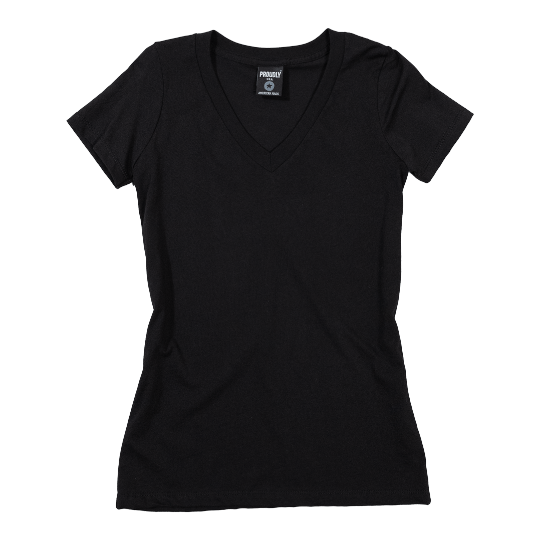 Made In the USA | Women's Black Cotton V-Neck T-Shirt