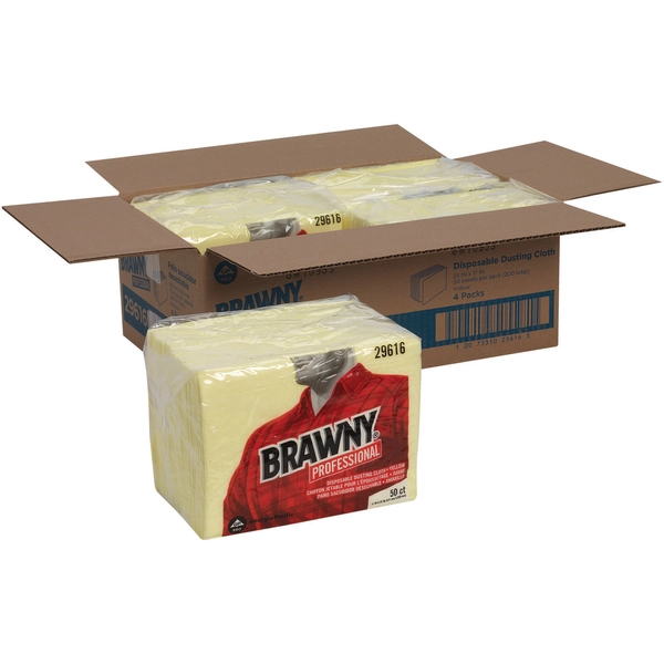 Brawny Professional Disposable Dusting Cloths - 24" x 17" - Moisture Resistant - Yellow - 50/Pack