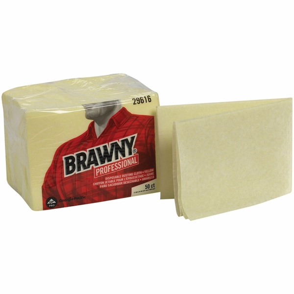 Brawny Professional Disposable Dusting Cloths - 24" x 17" - Moisture Resistant - Yellow - 50/Pack