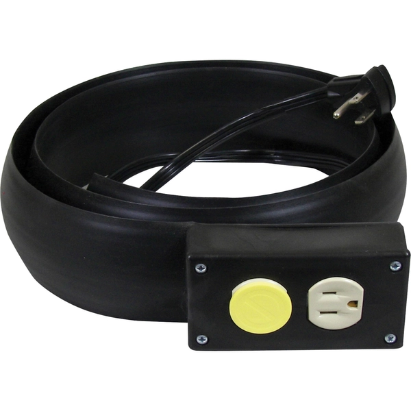 C-Line Lay-Flat Power Extension Cord Cover - 16 Gauge, 125V AC, 13A - Black, 10 ft