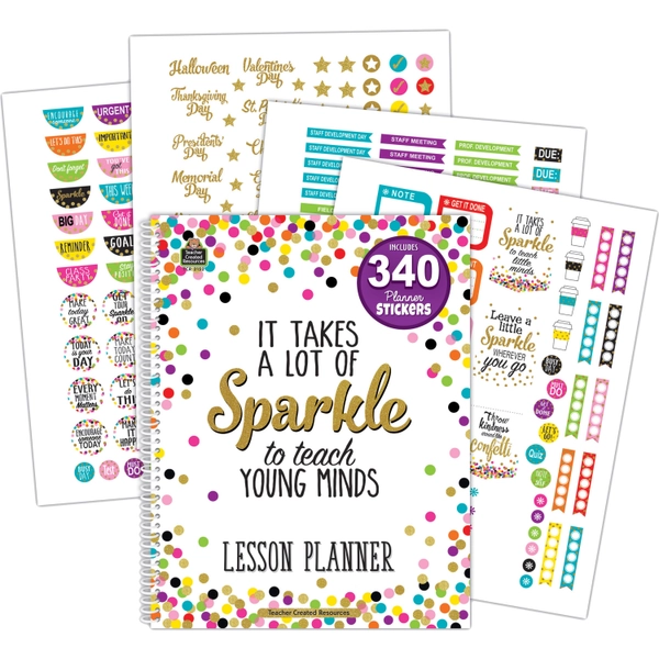 Confetti Lesson Planner - 40 Week - Wire Bound - 11" x 8.5" - 1 Each