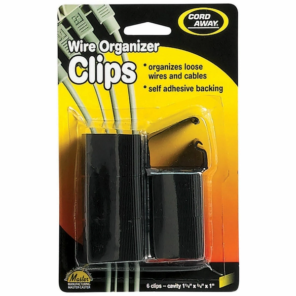CordAway Locking-Latch Wire Clips - Black - 6 Pack