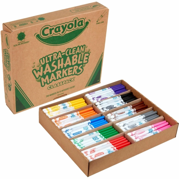 Crayola 10-Color Washable Markers Classpack - Fine Point - 200 Count
