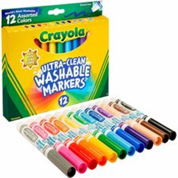 Crayola Washable Markers - Broad Tip - Assorted Colors - 12 Set