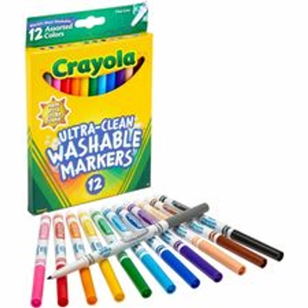 Crayola Thinline Washable Markers - 12 Set - Fine Point - Assorted Colors