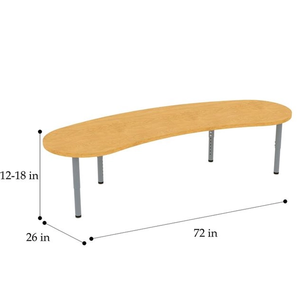 Curved Table with Adjustable Height Legs