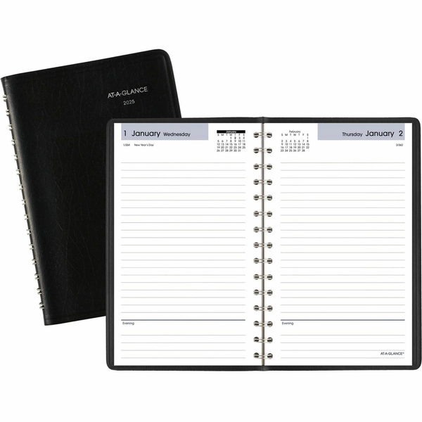 DayMinder Daily Planner, Black, Small, 5" x 8", 12 Month, Jan-Dec 2026, Daily Layout