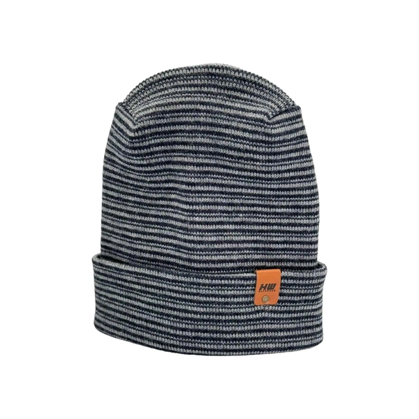 H-Stitch Contrast Cuffed Beanie – Gray/Denim | Made in USA | viral Ski & Snowboard Beanie