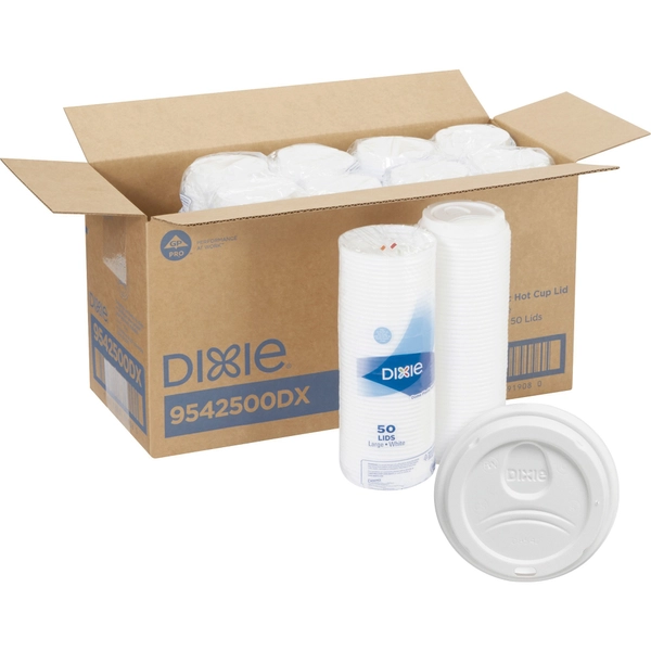 Dixie Large Dome Hot Cup Lids - Plastic - White - 50 Pack