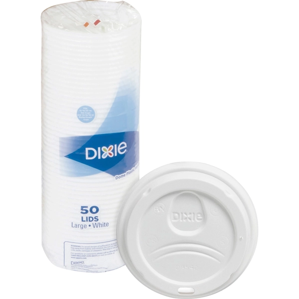 Dixie Large Dome Hot Cup Lids - White - 50 Pack