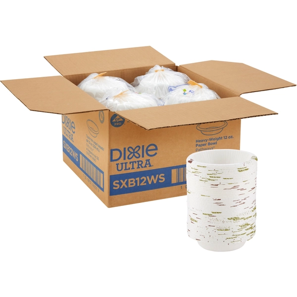 Dixie Ultra Pathways 12 oz Paper Bowls, Heavyweight, Microwave Safe, White, 125 Pack