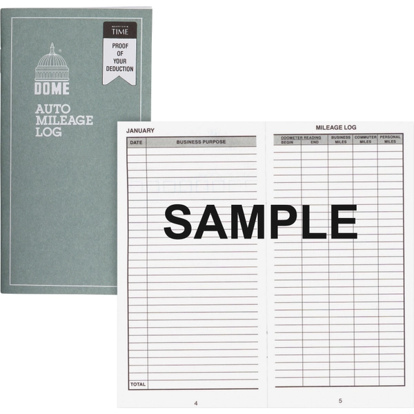 Dome Auto Mileage Log - 32 Sheets - 3.25" x 6.25" - Gray
