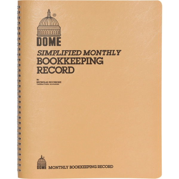 Dome Bookkeeping Record Book - 128 Sheets - 8.75" x 11.25" - Beige Cover - 1 Each