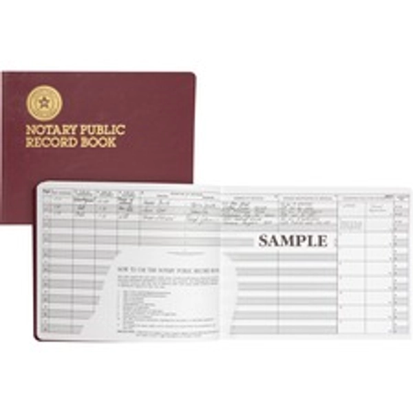 Dome Notary Public Book - 64 Sheets - 10.5" x 8.25" - 10 Columns - Burgundy Cover - 1 Each