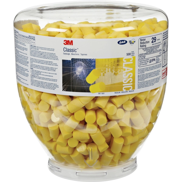 E-A-R Classic Earplugs - Medium - Yellow - 2 Pair/500 Bottle