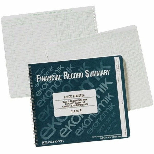Standard Check Registry - 40 Sheets - 10" x 8.75" - Wire Bound - White/Green - Recycled