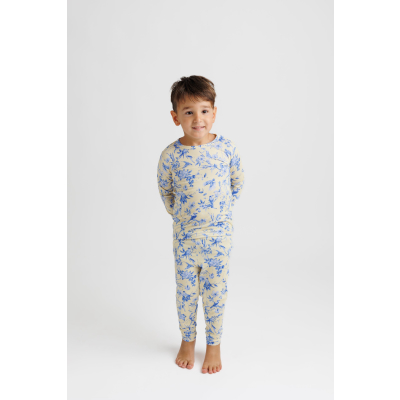 “Exotic Blue Bird” Two-Piece Long Sleeve Pajamas