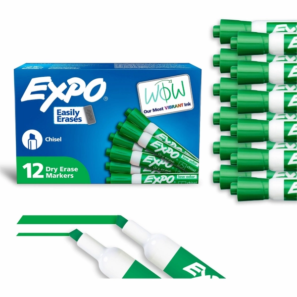 Expo Dry Erase Markers - Chisel Point - Green - 12 Pack