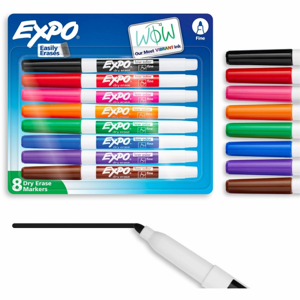 Expo Low-Odor Dry Erase Markers - Fine Point - Assorted - 8 Set