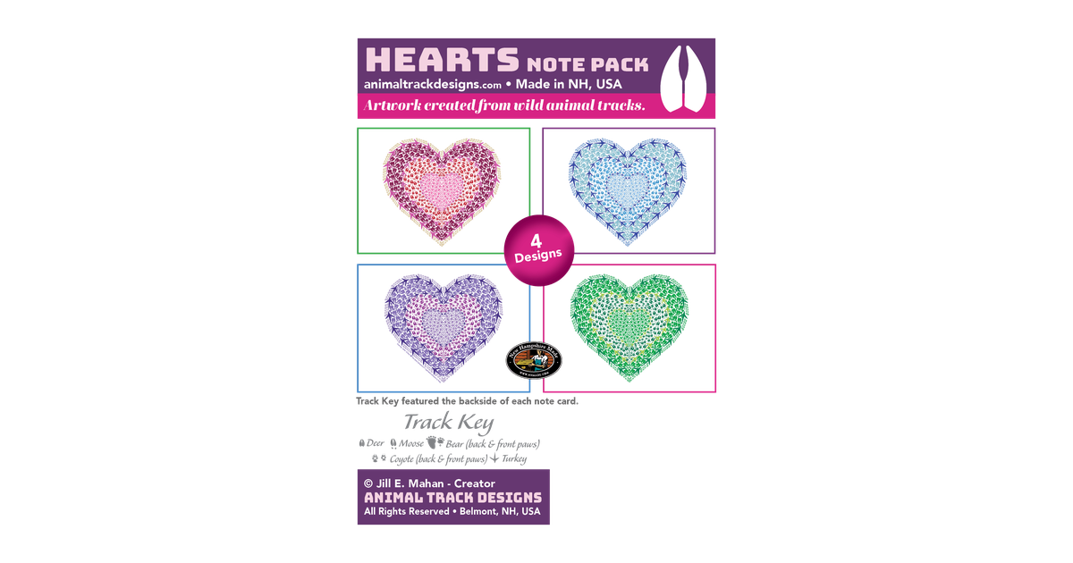 Made in usa hearts note pack multi packs