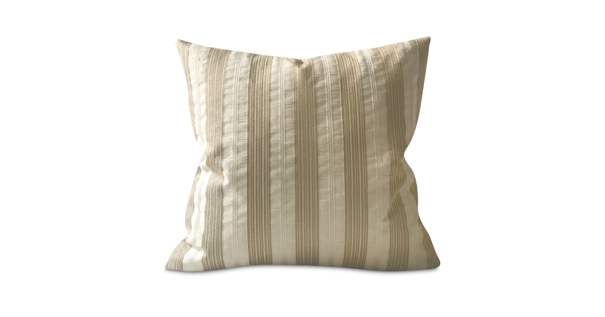 Made In USA | Champagne Textured Stripe Throw Pillow Cover 22x22