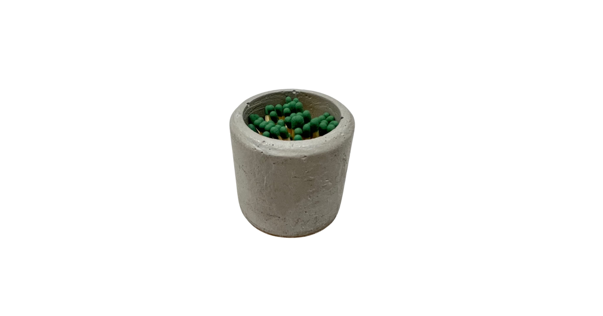 Made In the USA Gray Concrete Candle Matches Holder Rugged Cement