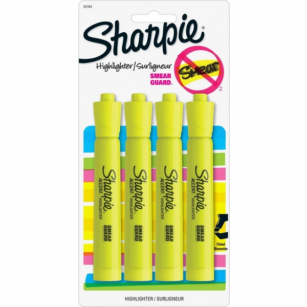 Sharpie Accent Highlighter - Chisel Point - Fluorescent Yellow - 4 Pack