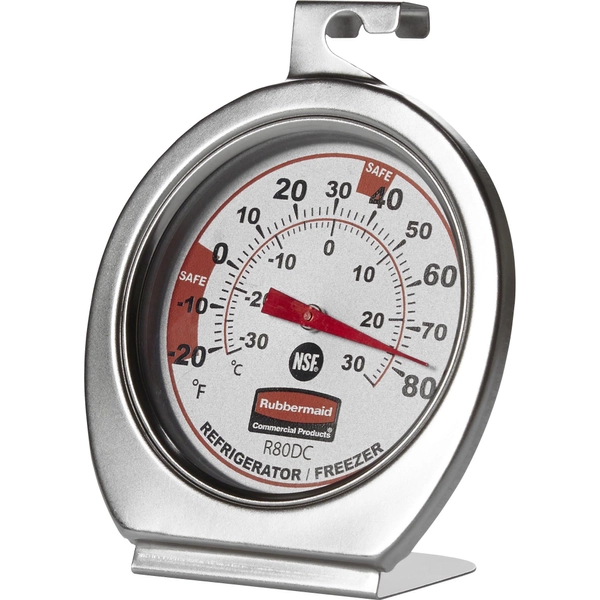 Rubbermaid Commercial Thermometers - Large Display, Shatterproof, Dual Dial - Refrigerator/Freezer