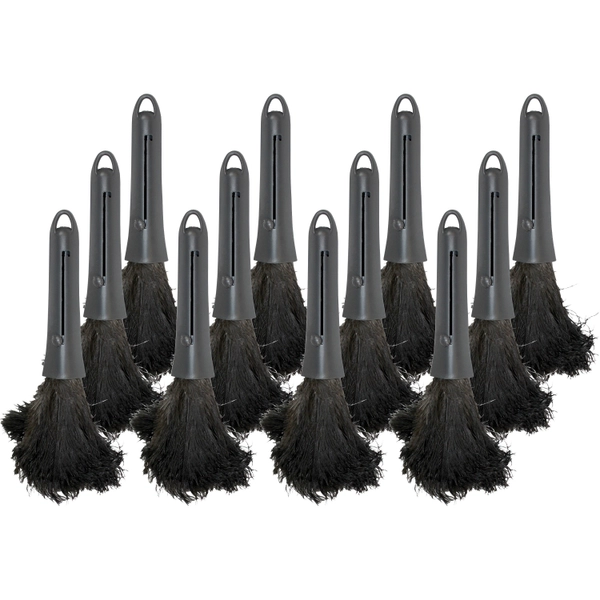 Genuine Joe Retractable Feather Duster - Plastic Handle - Brown - 12/Carton