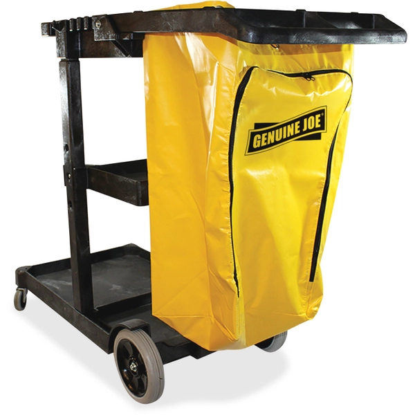 Genuine Joe Janitor's Cart - 40"x20.5"x38" - Charcoal/Yellow - 1 Each